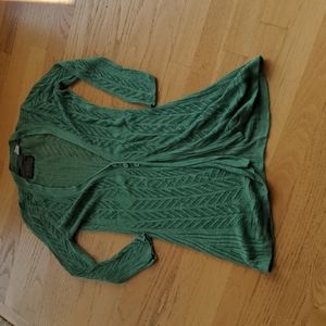 Anthropologie green crotchet cardigan